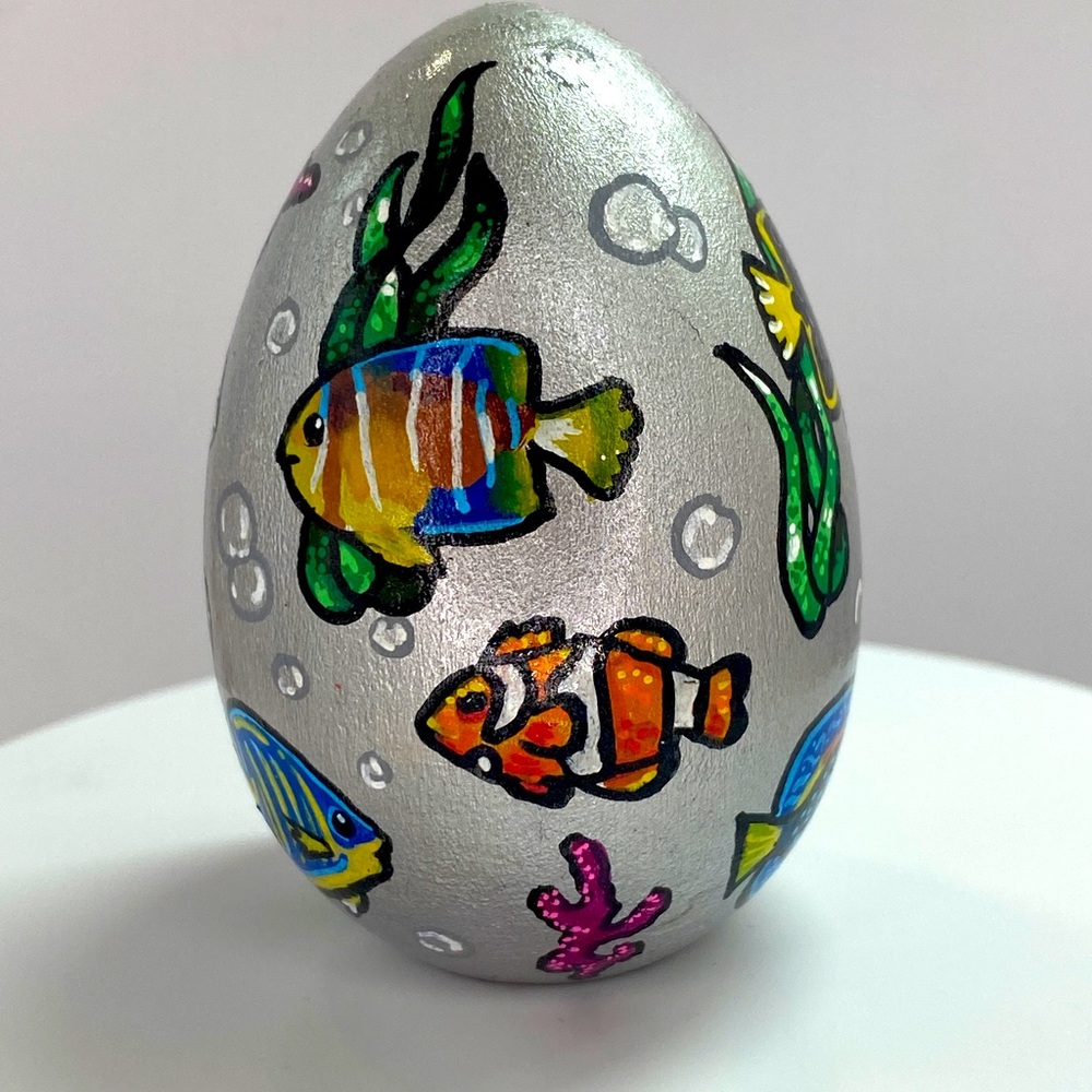 Hand-painted Tropical Fish Egg Decor Gift
